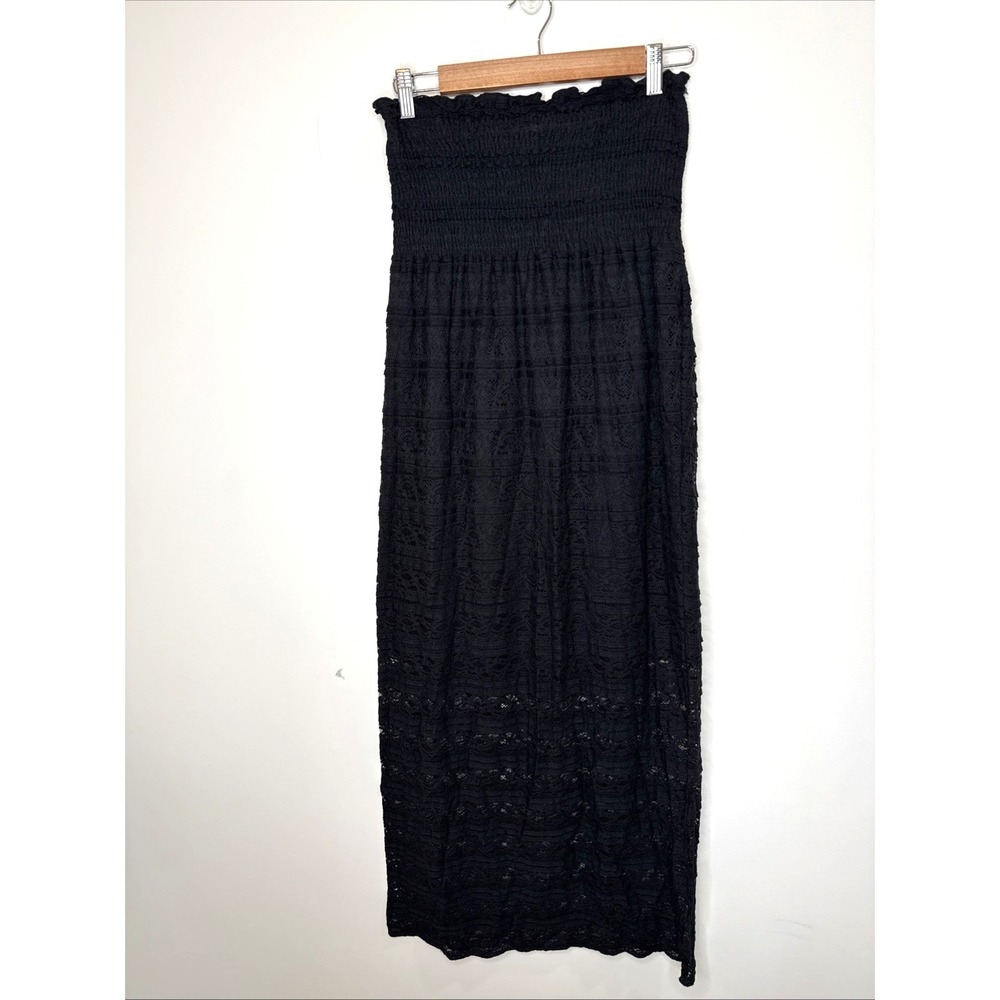 Whimsigoth Dark Fairy Cottagecore Lace Strapless Maxi Dress Smock Vamp Witchy L - Picture 2 of 6